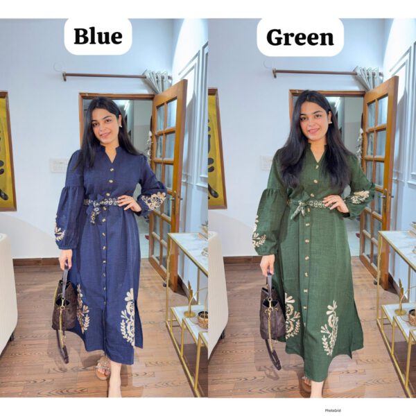 Embroidered button down dress - Image 4