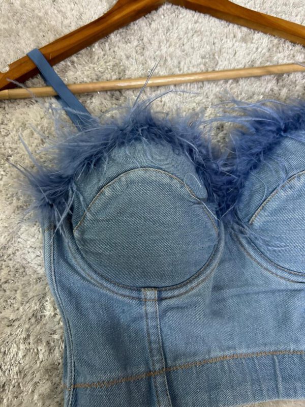 Denim fur bustier - Image 2