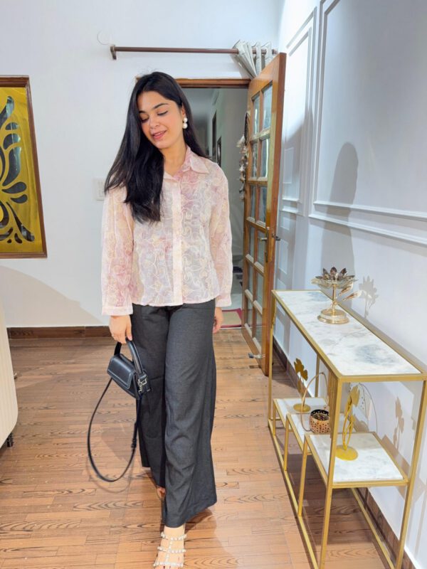 Thread embroidered shirt on georgette