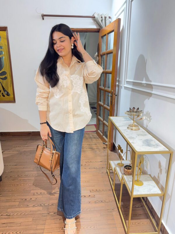 Lace work striped shirt - Image 3