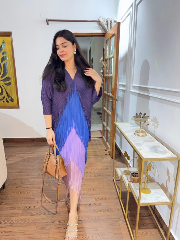 Wrinkle colour block dress - Image 2