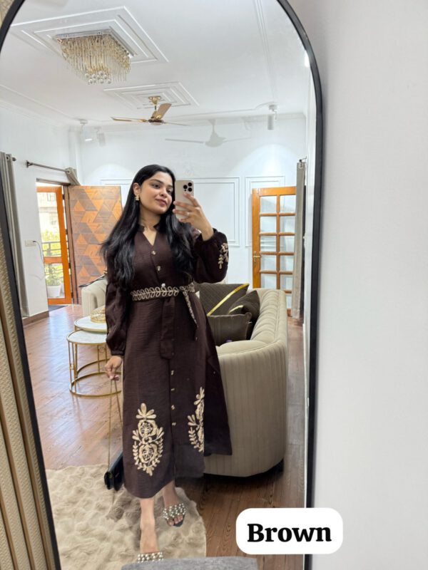 Embroidered button down dress - Image 7