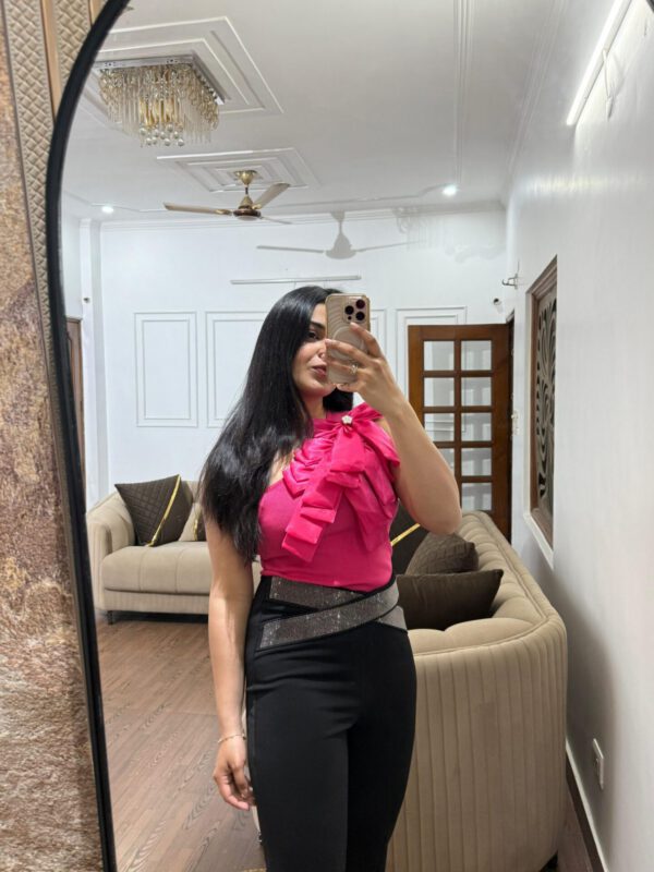 One shoulder embellished ribbed top - Image 3