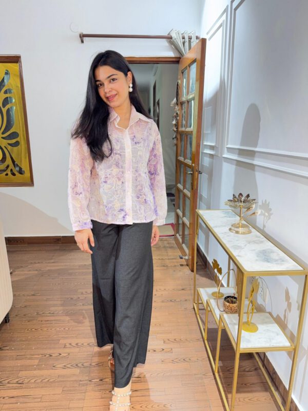 Thread embroidered shirt on georgette - Image 8