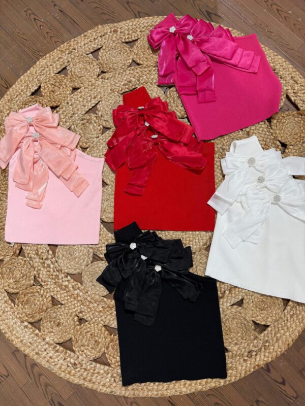 One shoulder embellished ribbed top