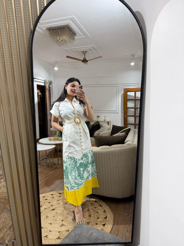 Linen shirt printed dress - Image 3
