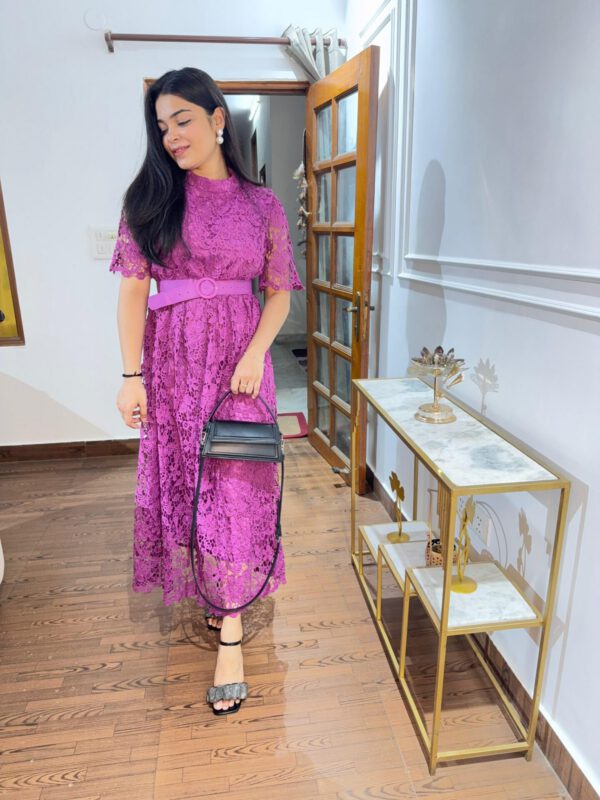 Crochet belted dress - Image 6