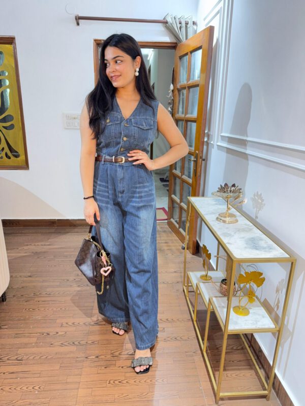 Denim jumpsuit (with belt) - Image 2