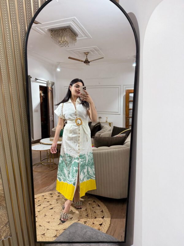 Linen shirt printed dress - Image 2