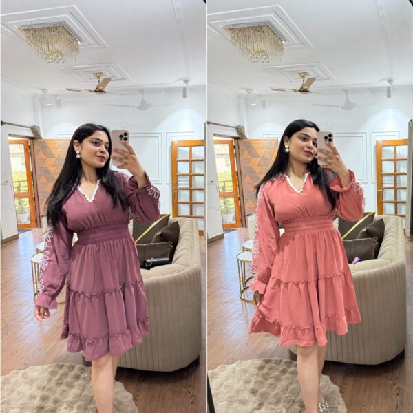 Embroidered tiered dress