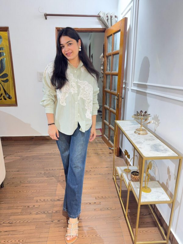 Lace work striped shirt - Image 2