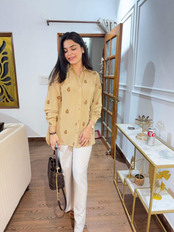 Embroidered moss imported shirt - Image 3