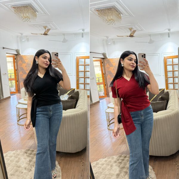 Knitted wrap top