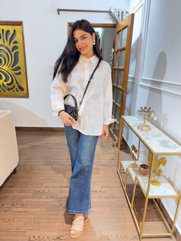 Linen embellished shirt - Image 2