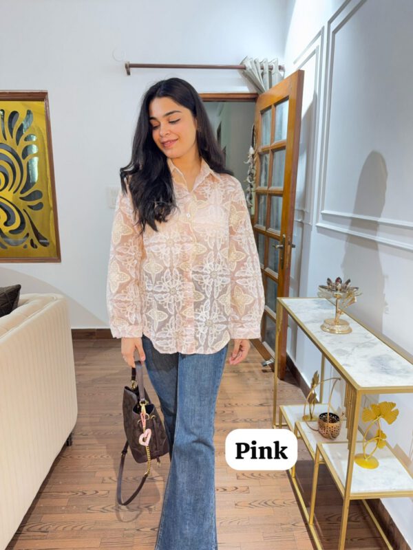Crochet and embroidered shirt - Image 3