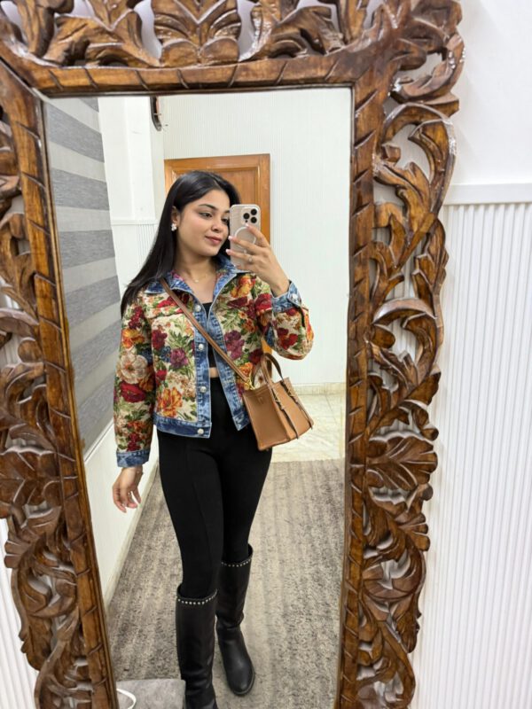 Colorful printed denim jacket