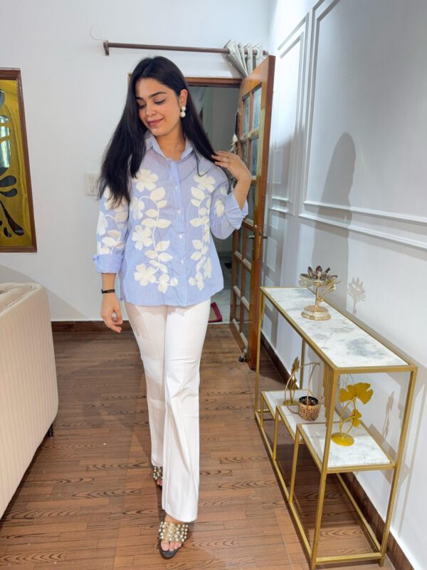Ammy striped flower embossed shirt - Image 2