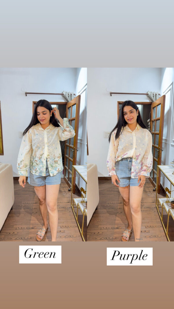 Floral thread work shirt - Image 8
