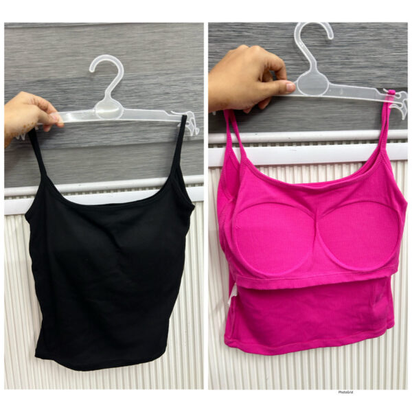 Ribbed padded spaghetti tops