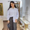 Pearl bow striped shirt - Image 2