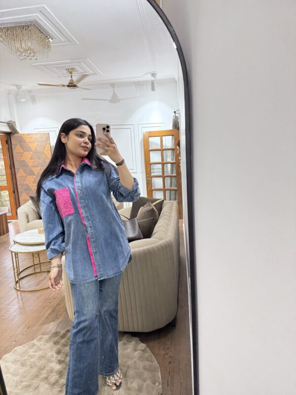 Crystal colourful denim shirt