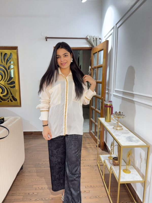 Sequin satin shirt