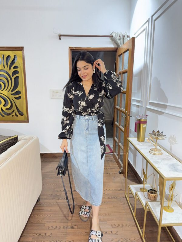 Ira printed wrap tops