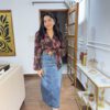 Denim belted skirt