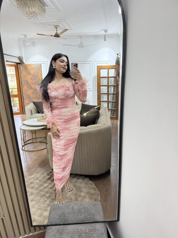 Rose bodycon ruffle dress