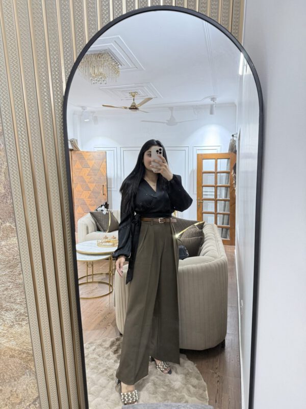 Korean highwaisted pants with belt - Image 3