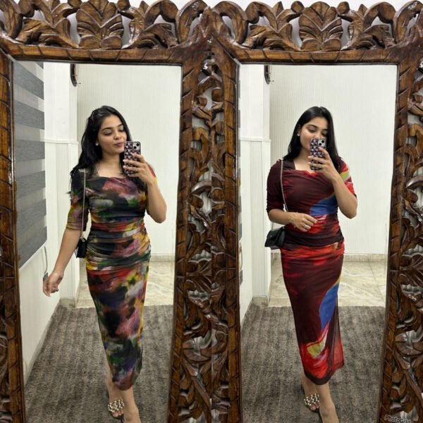 Square neck bodycon side slit dress