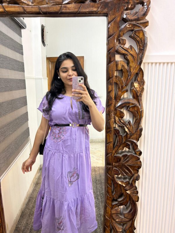 Embroidered loose fit dress (no belt) - Image 3
