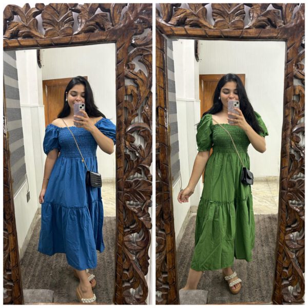 Cotton tiered smocked dress