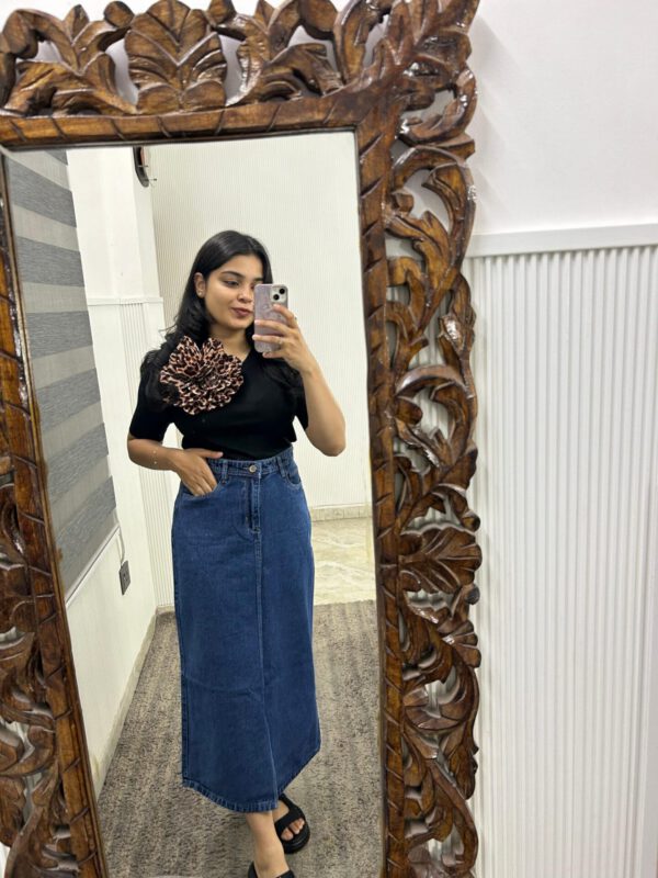 Dark blue denim skirt