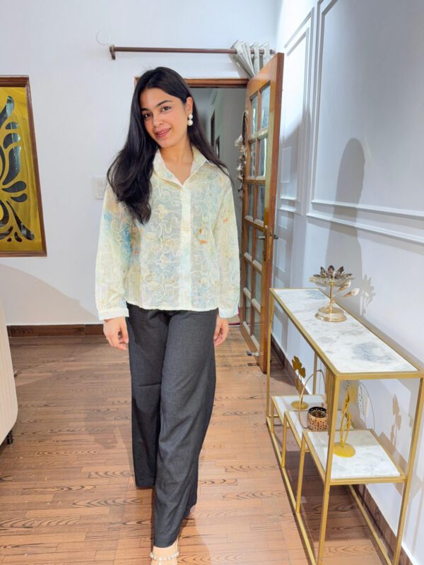 Thread embroidered shirt on georgette - Image 5