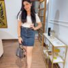 Denim skorts with belt