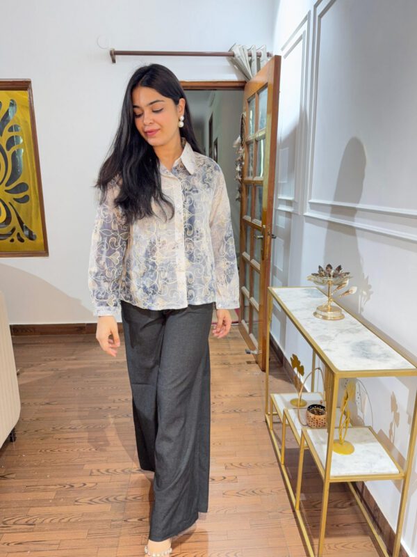 Thread embroidered shirt on georgette - Image 6