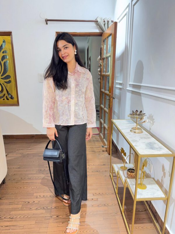 Thread embroidered shirt on georgette - Image 3
