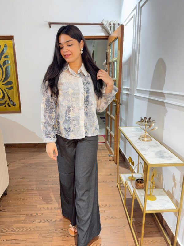 Thread embroidered shirt on georgette - Image 7