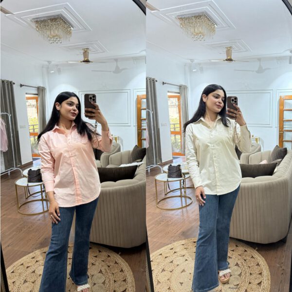 Embellished flower cotton shirt