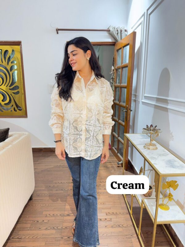 Crochet and embroidered shirt - Image 6