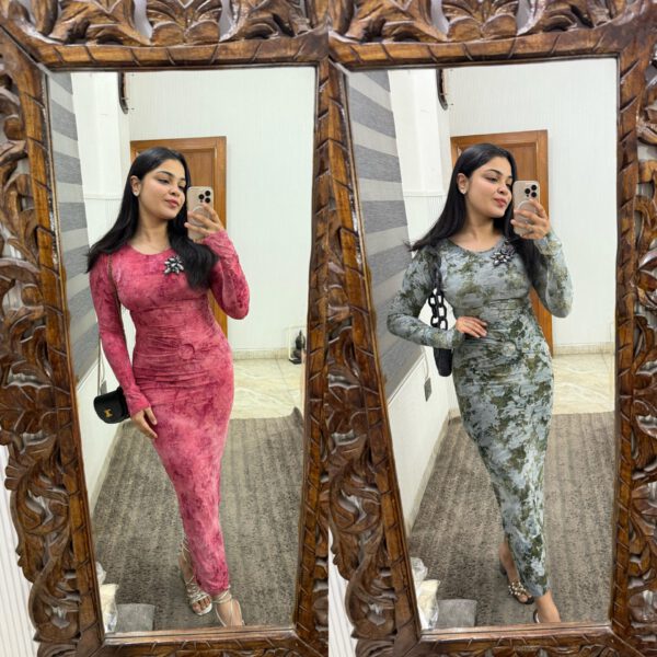 Sequin flower velvet embossed dress - Image 2