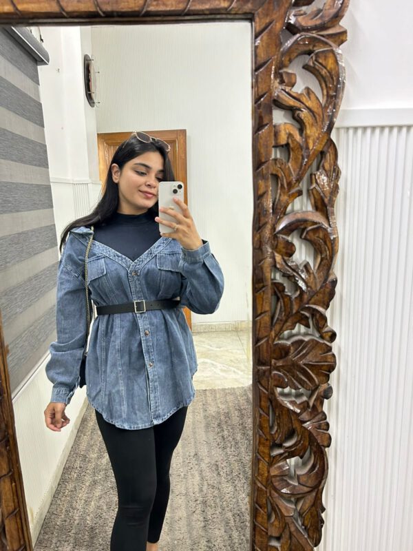 Belted denim top
