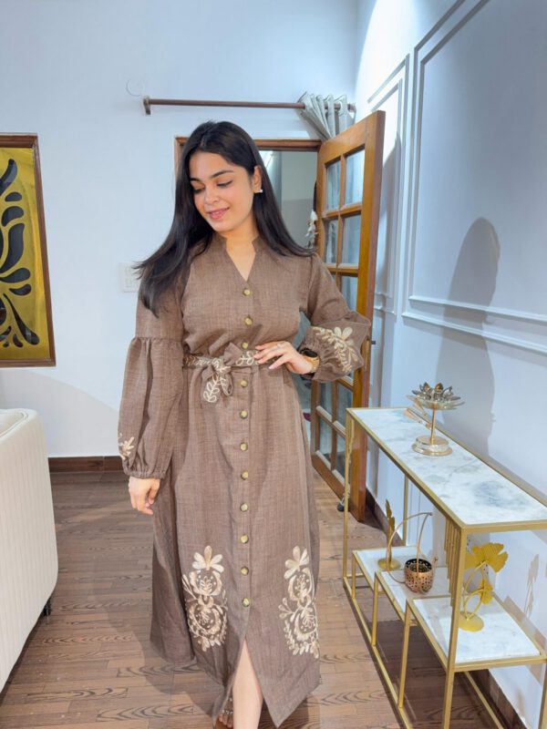 Embroidered button down dress - Image 11