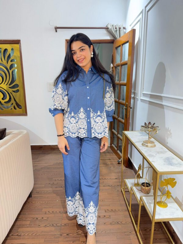 Riya denim embroidered coord - Image 3