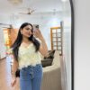 Floral appliqué top