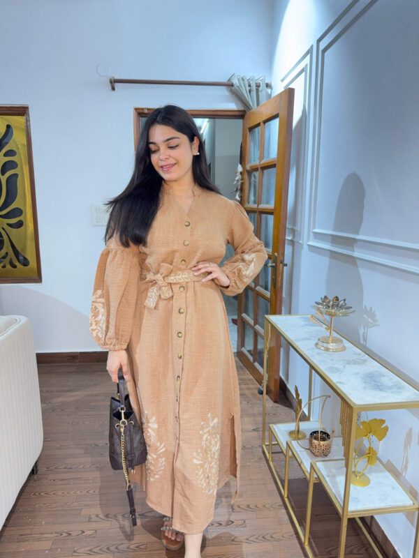 Embroidered button down dress - Image 8