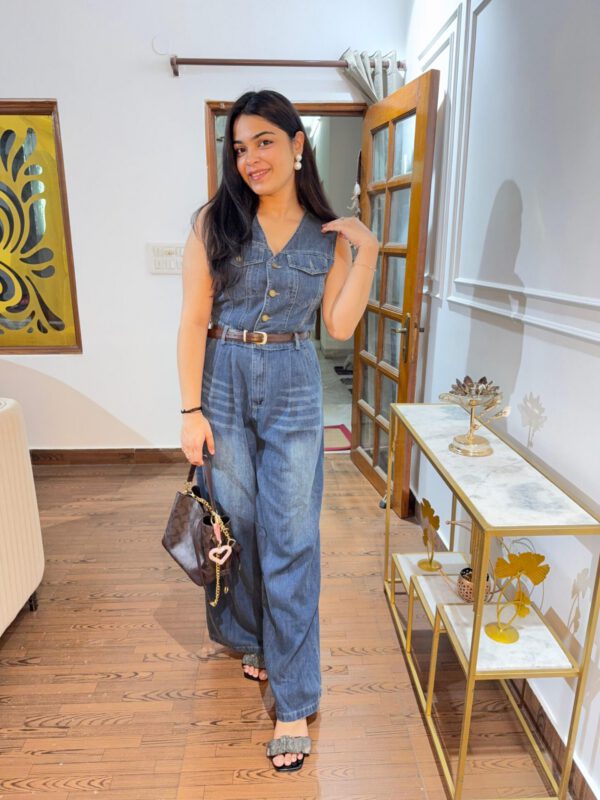 Denim jumpsuit (with belt) - Image 3