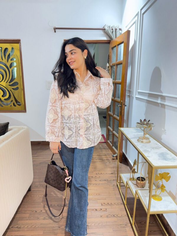 Crochet and embroidered shirt - Image 4