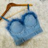 Denim fur bustier